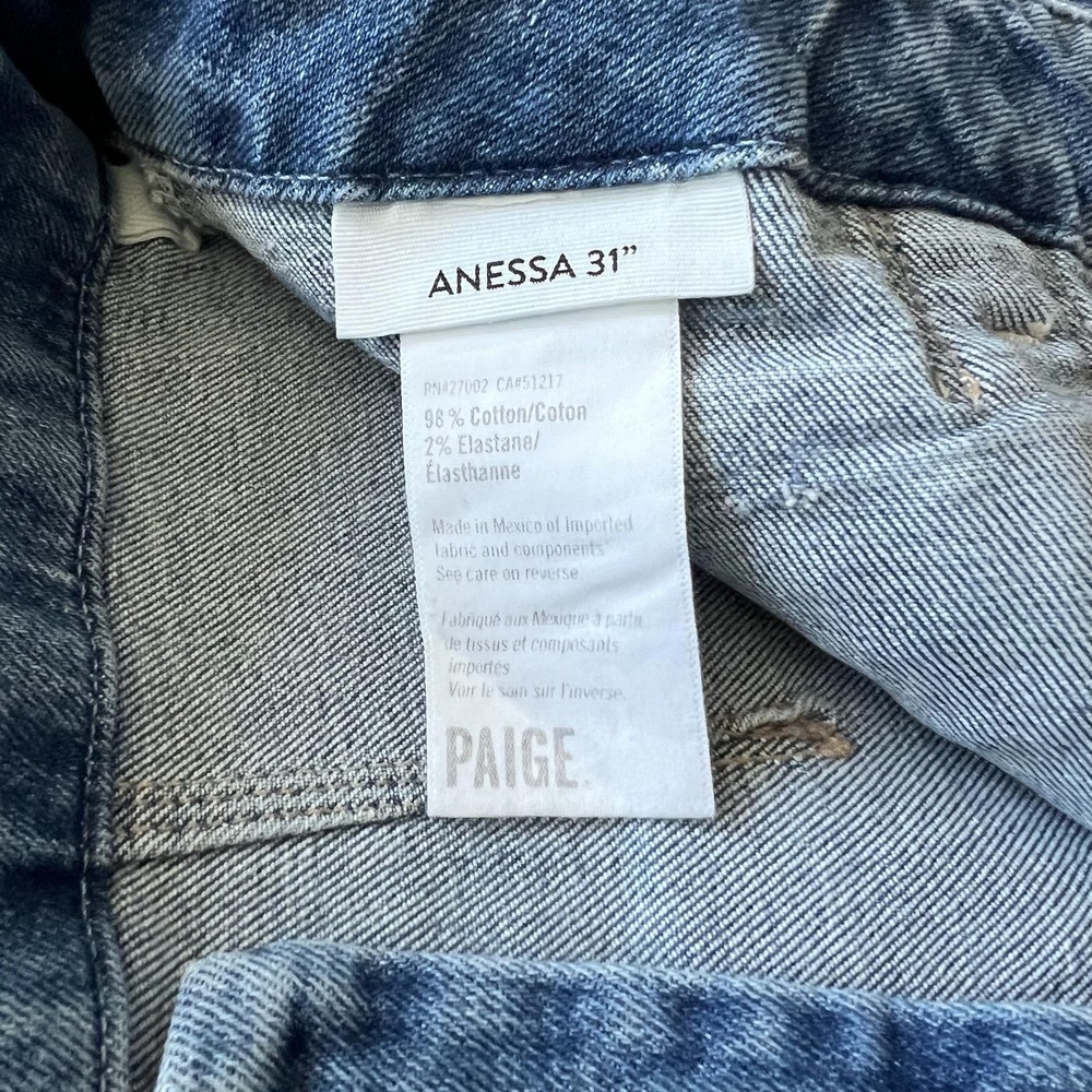 Paige Anessa 31" Viva High Rise Wide Leg Jeans Womens 28 Blue Raw Hem - Picture 8 of 16